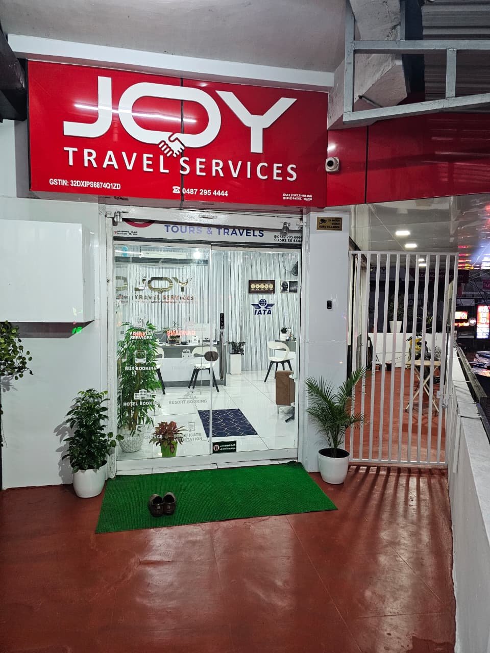 Joy Travel Services office reception in Thrissur