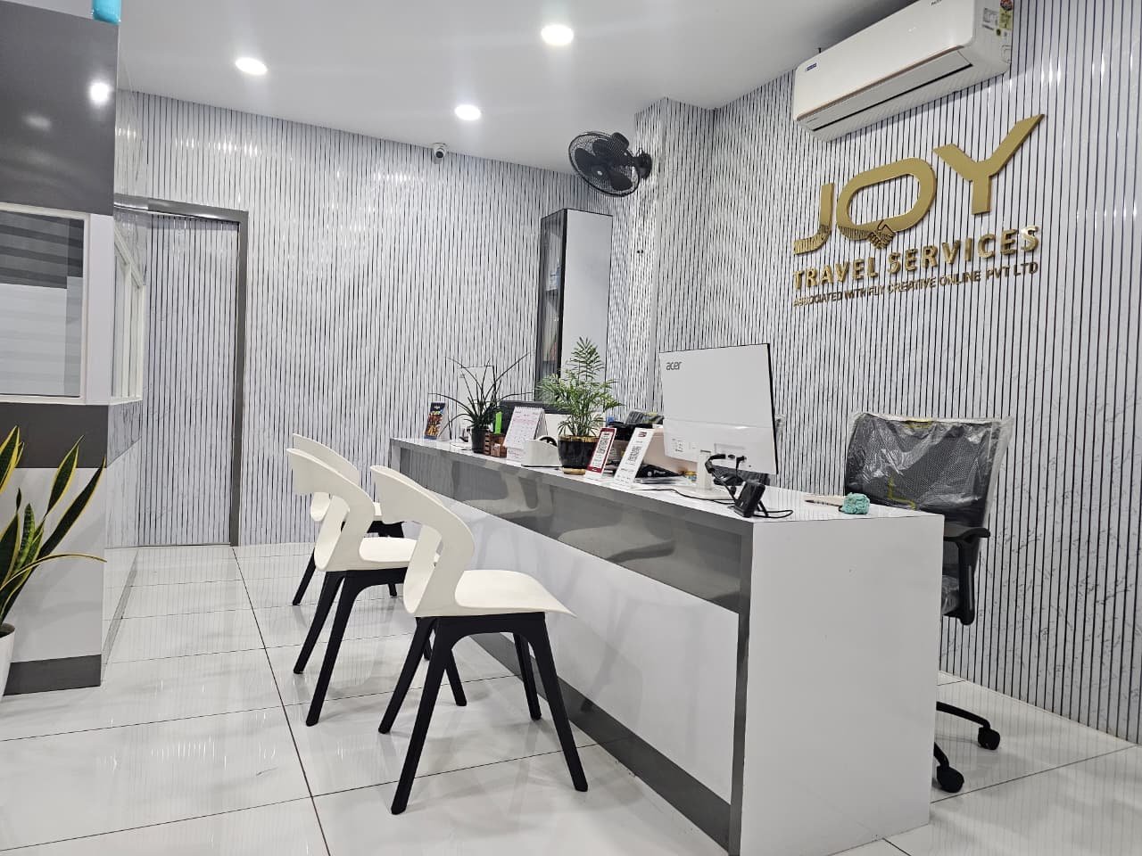 Interior of Joy Travel Services office